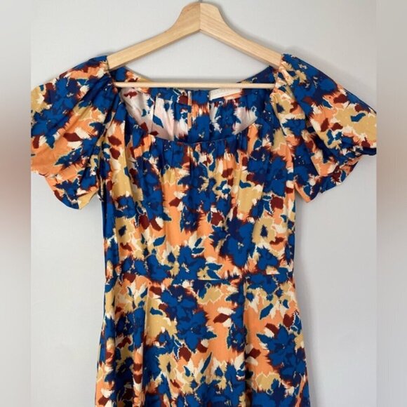 NEW Ulla Johnson Imara Blue Floral Cotton Short Sleeve Midi Dress | size 2 - Picture 12 of 16